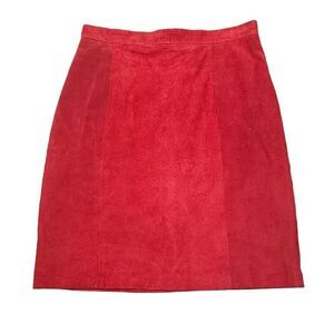 Vintage 90s Red Leather Skirt